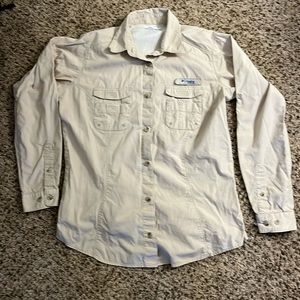 Columbia PFG long sleeve, medium, button down, tan